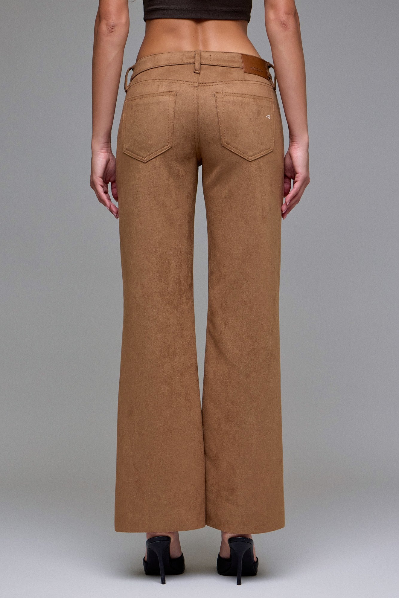 Caramel Suede Stretch Comfort Flare Pants – 33” Inseam