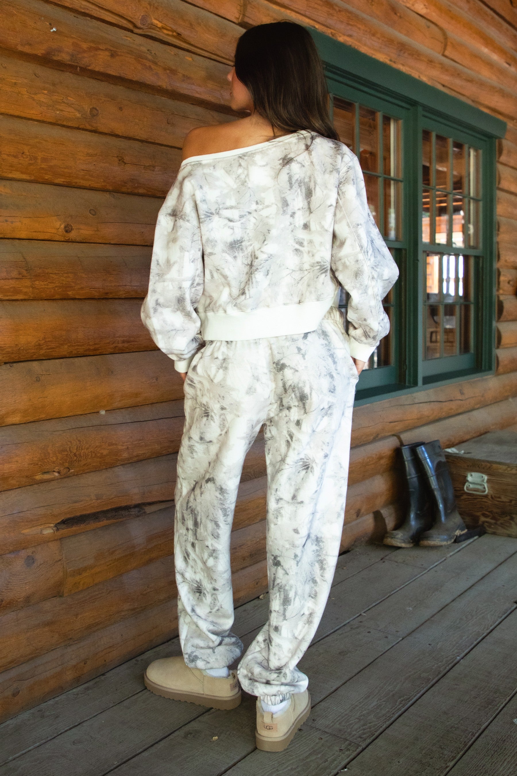 So Comfy Camo Off the Shoulder Sweater