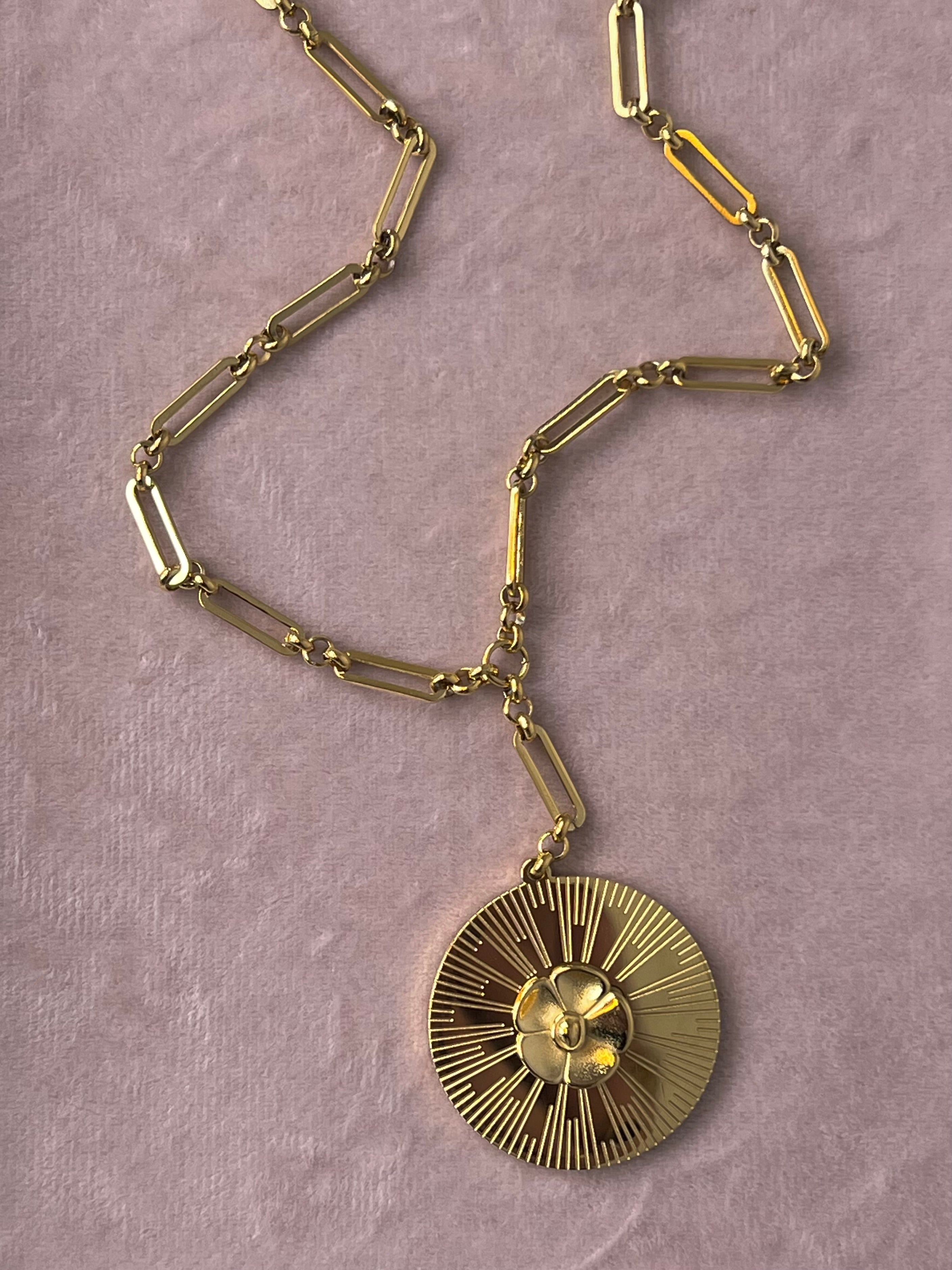 The Hana Medallion Y Necklace – Water & Tarnish Resistant