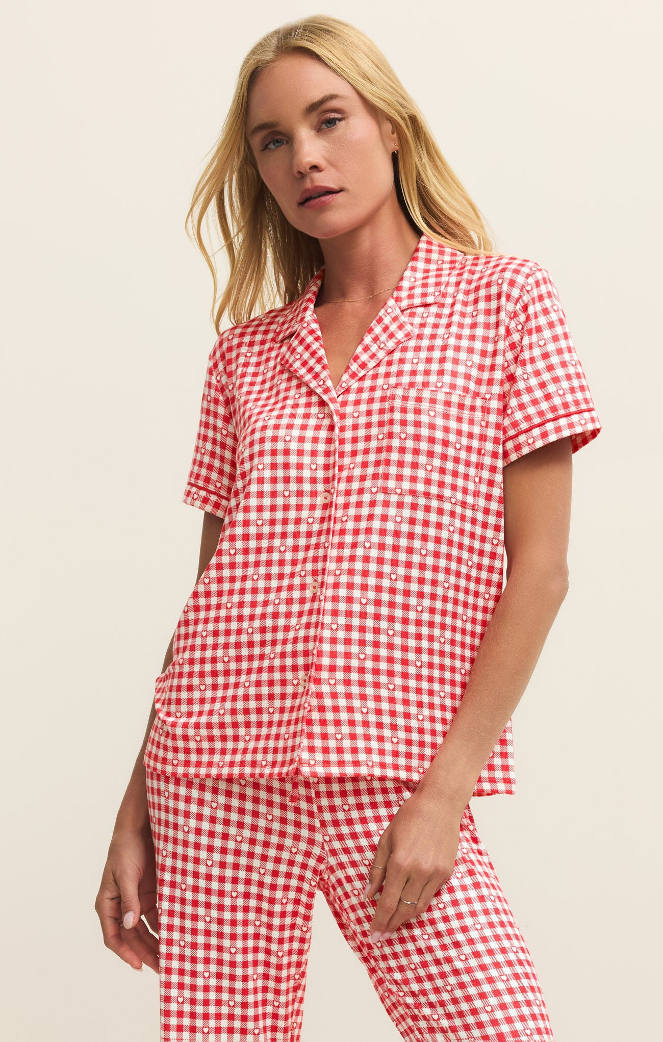Gingham PJ Top