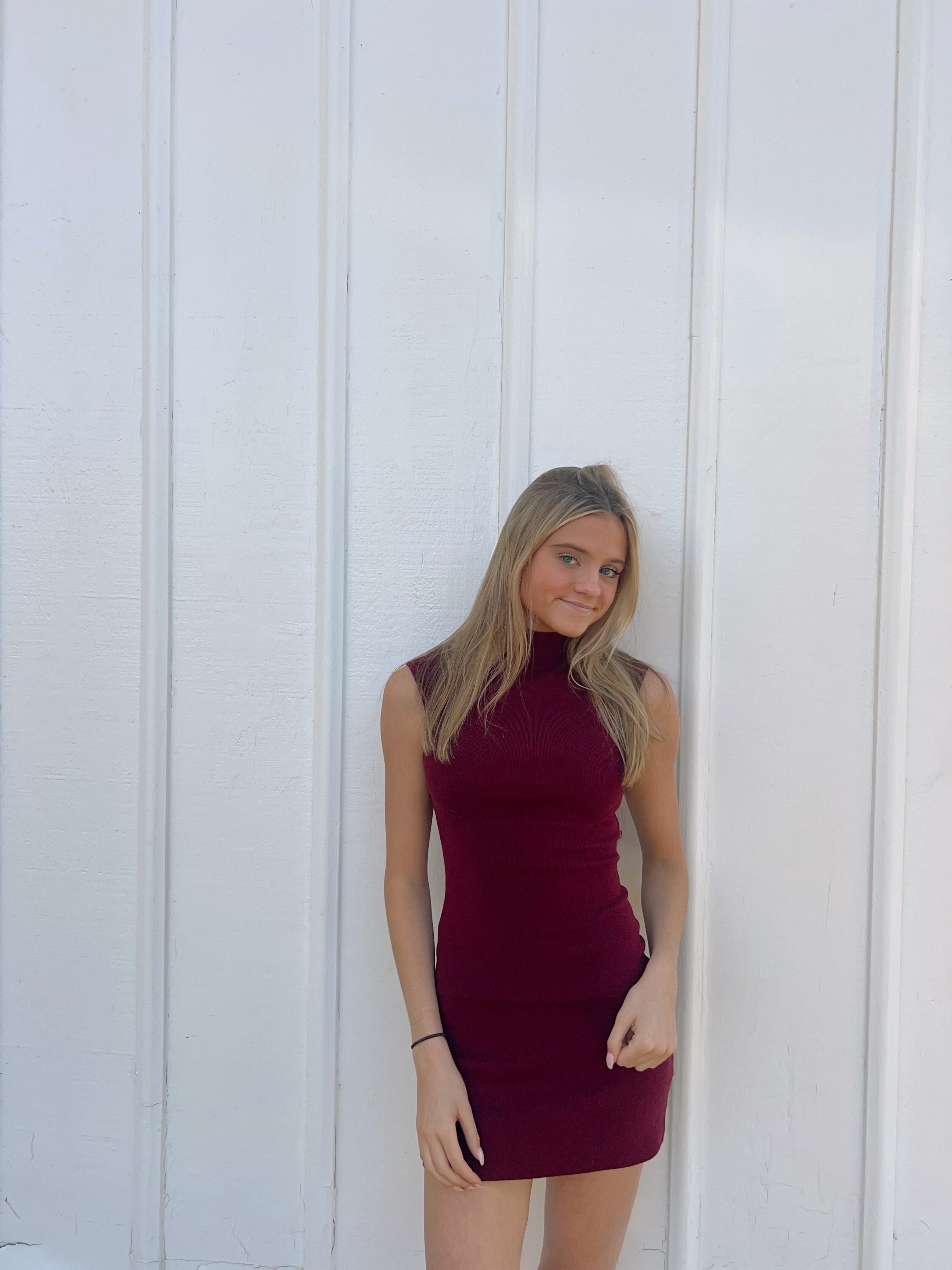 Brandi Burgundy Short Sleeve Sweater Dress