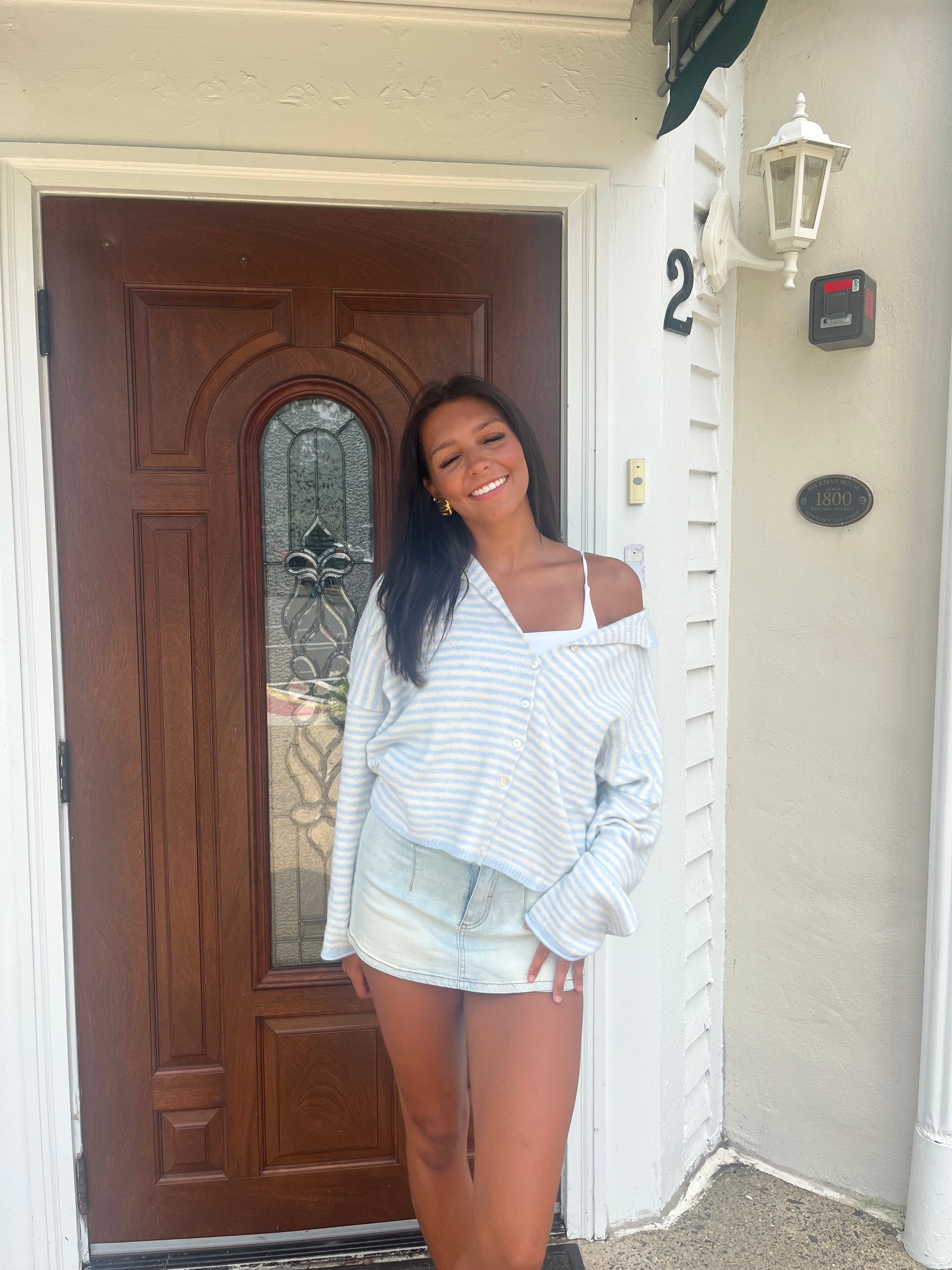 The Light Blue Mini Stripe It Girl Sweater