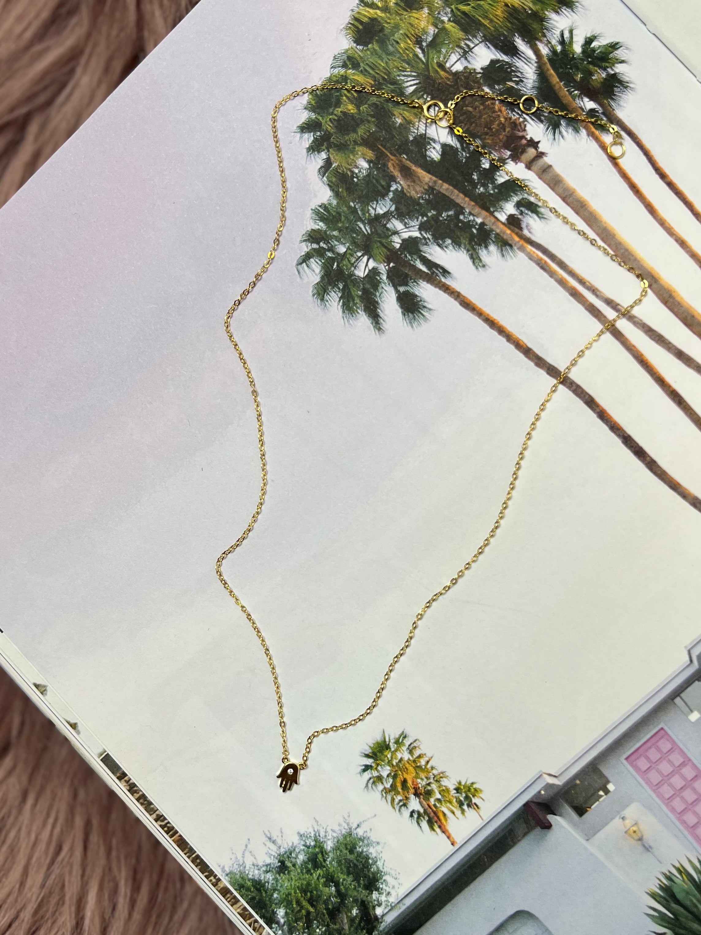 Petite Hand of Light Hamsa Necklace