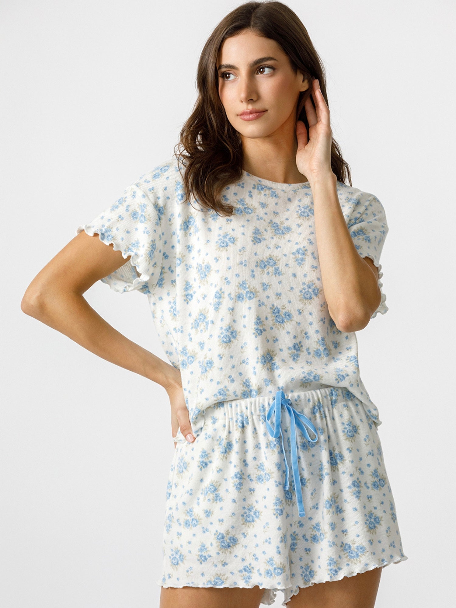 English Rose Blue Comfy Short Set