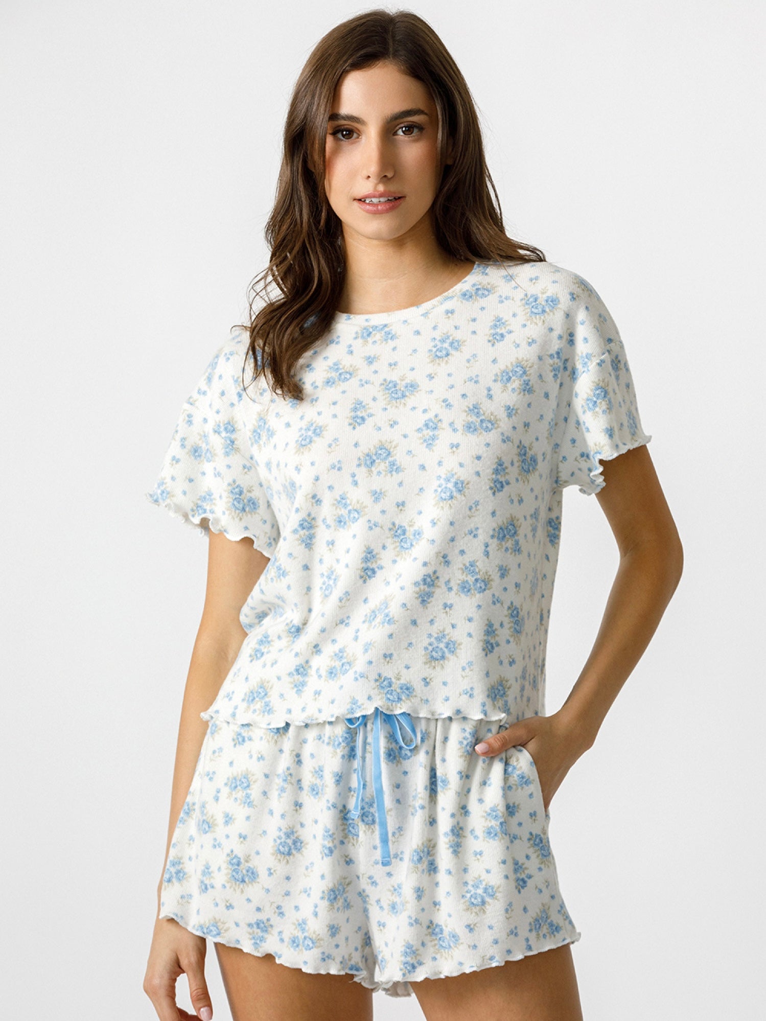 English Rose Blue Comfy Short Set