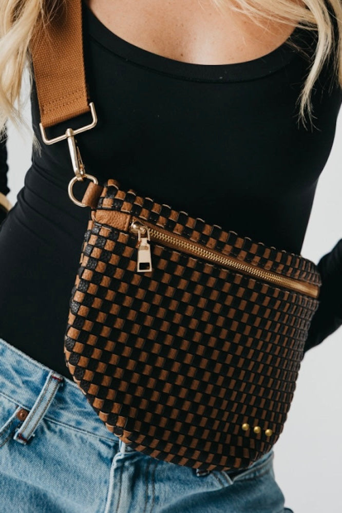 Westyln Woven Checkered Coffee Bum Bag in
