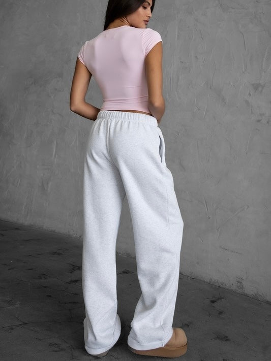 So Comfy Cloud Fleece Wide-Leg Sweatpants —Ash