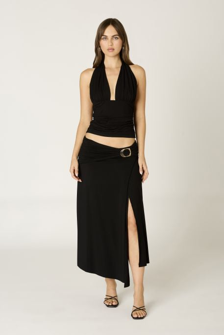 Santa Monica Skirt – Low Rise Midi with Metal Hardware Detail