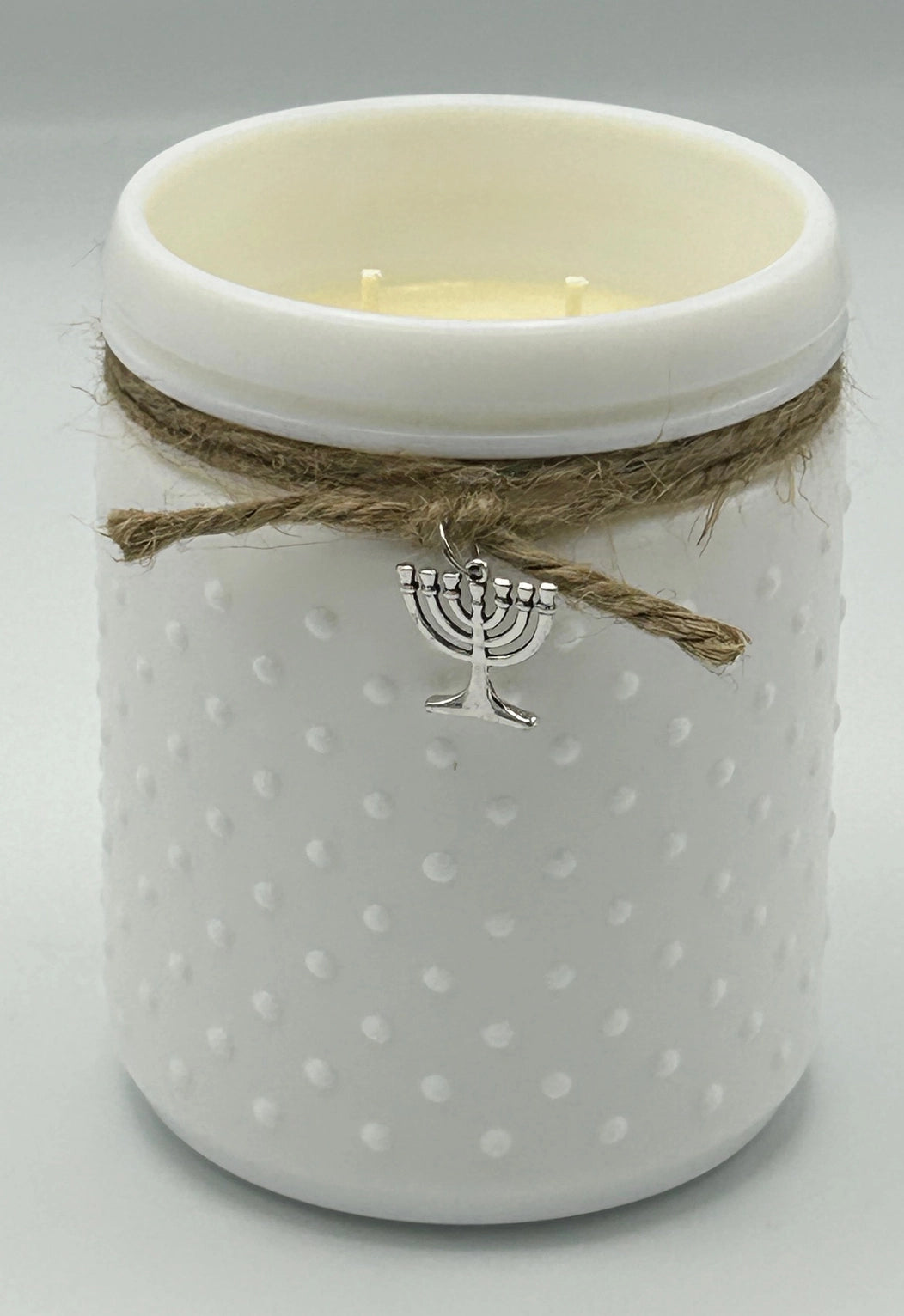 Vintage White Hanukkah Candle with Charm