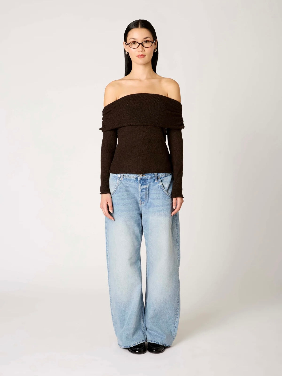 Zinnia Espresso Off the Shoulder Sweater