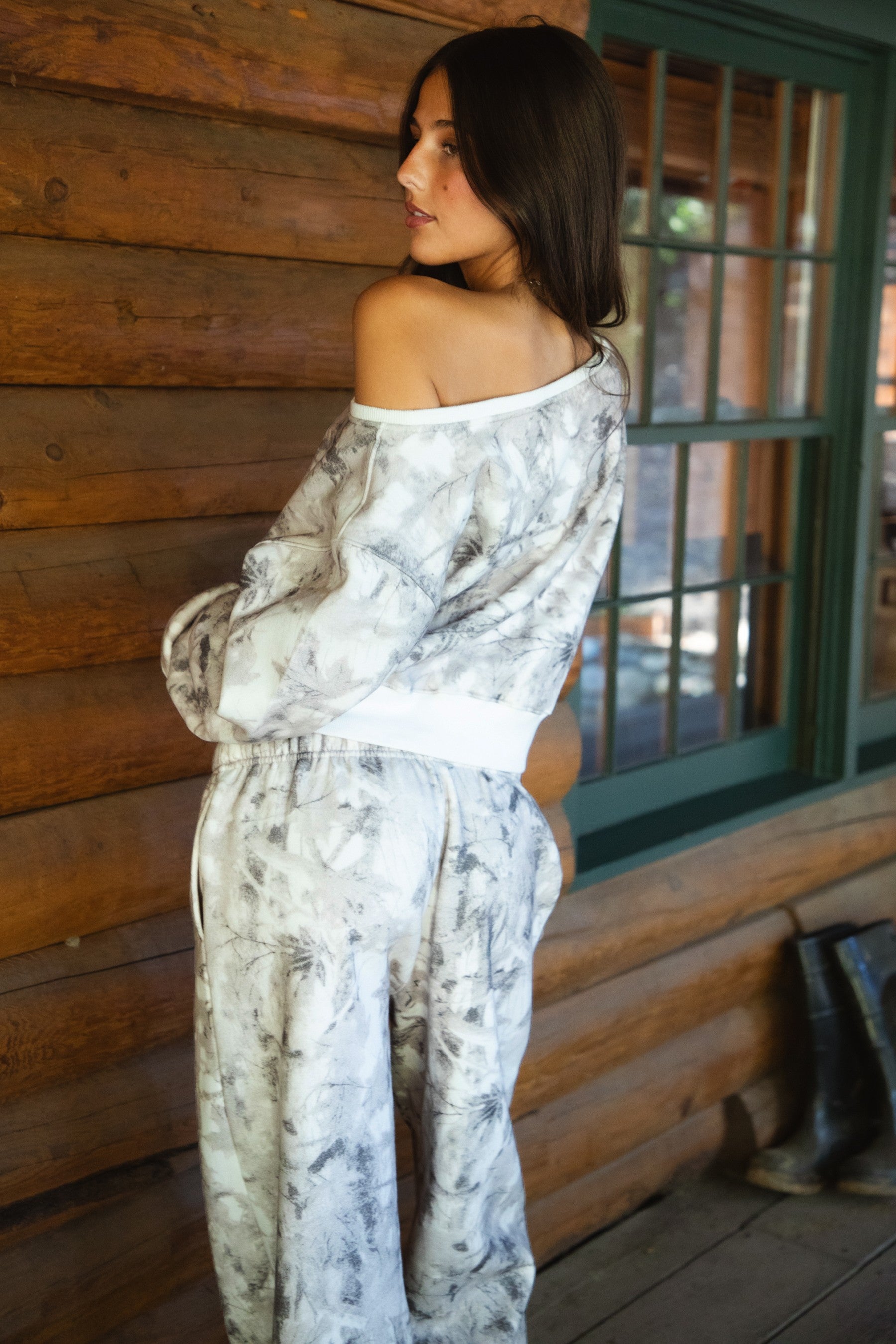 So Comfy Camo Off the Shoulder Sweater