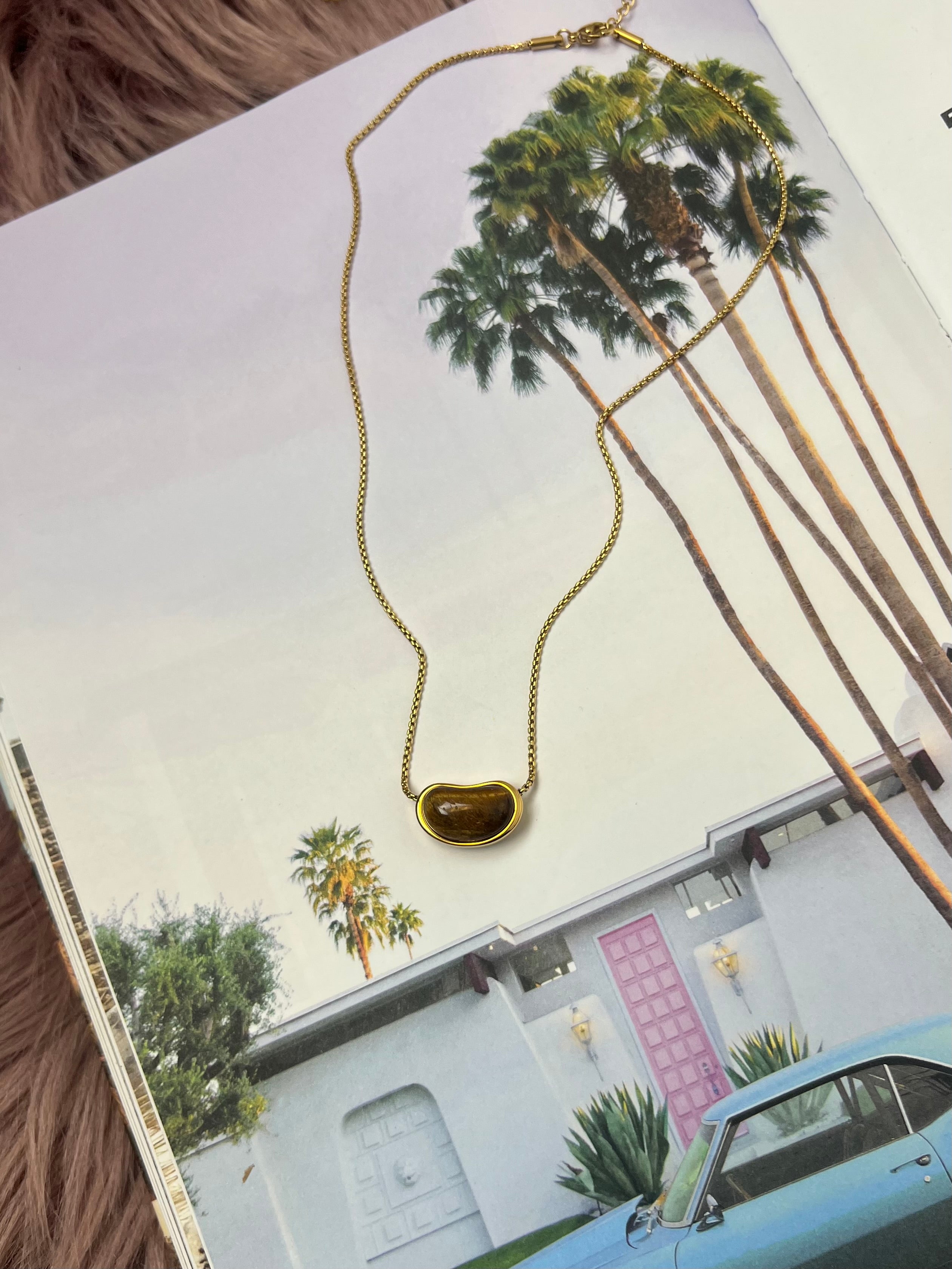 Tiger's Eye Abstract Charm Necklace