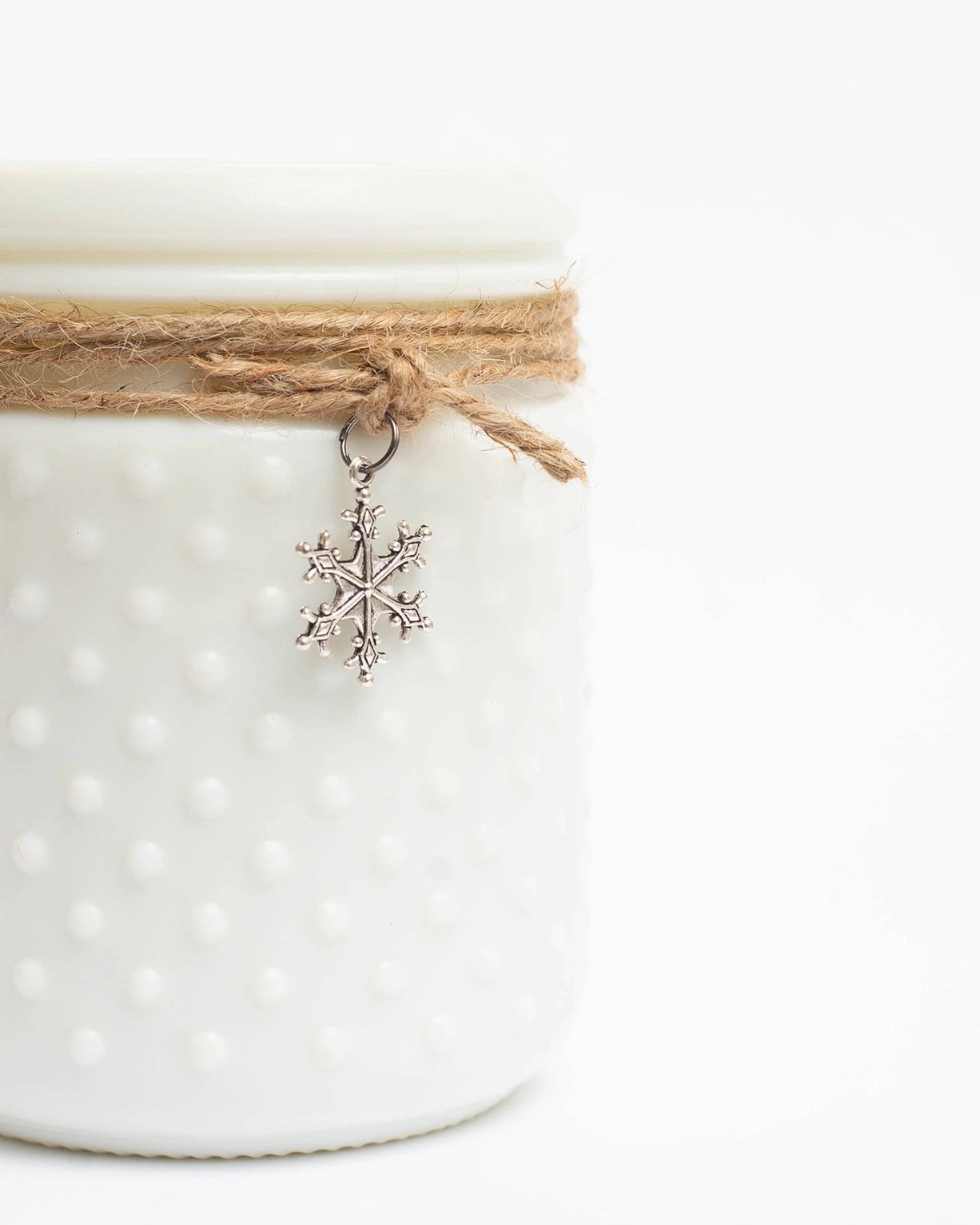 Vintage White Holiday Candle with Charm