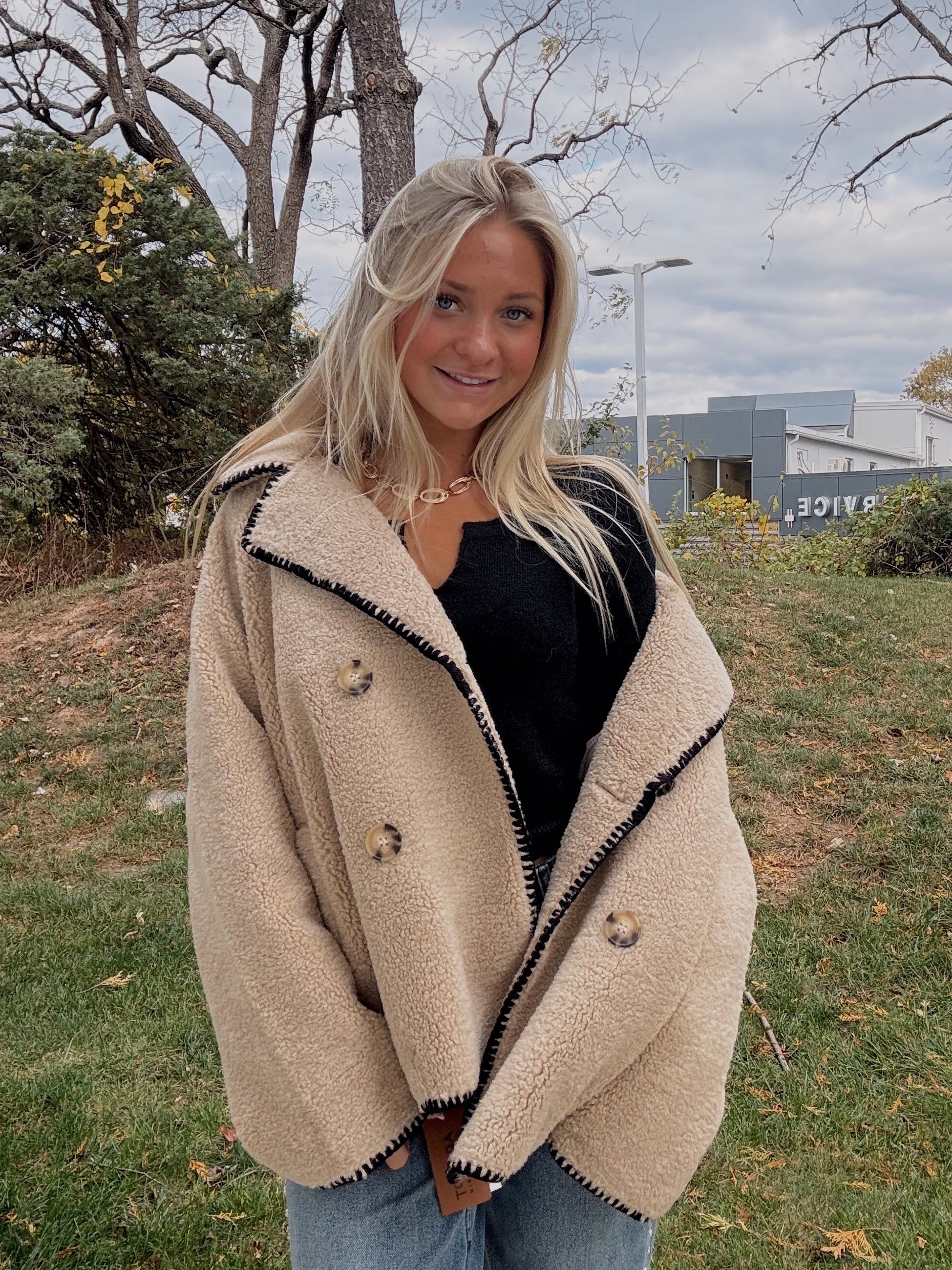 Teddy Blanket Stitch Edge Jacket