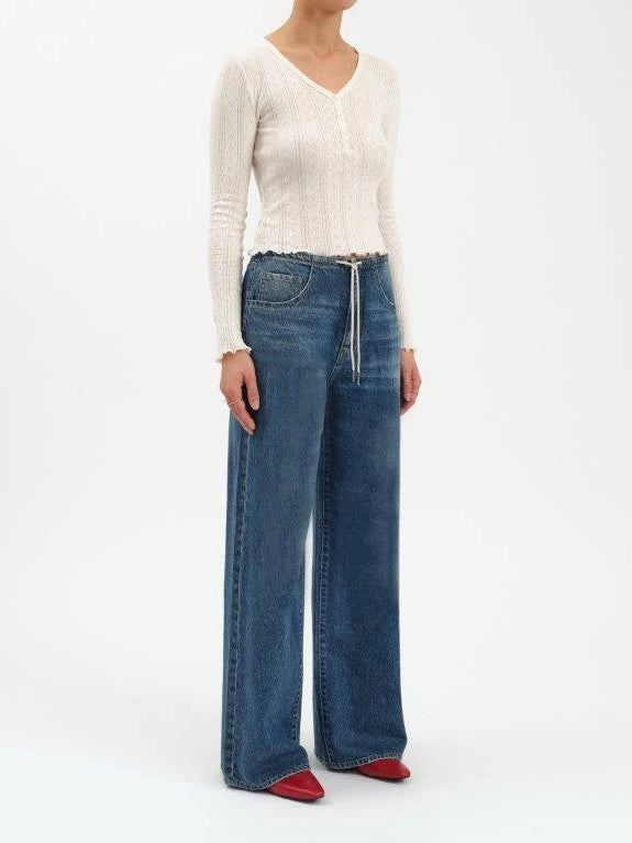 Daze Vintage Blue Madison Mid Rise Wide Leg