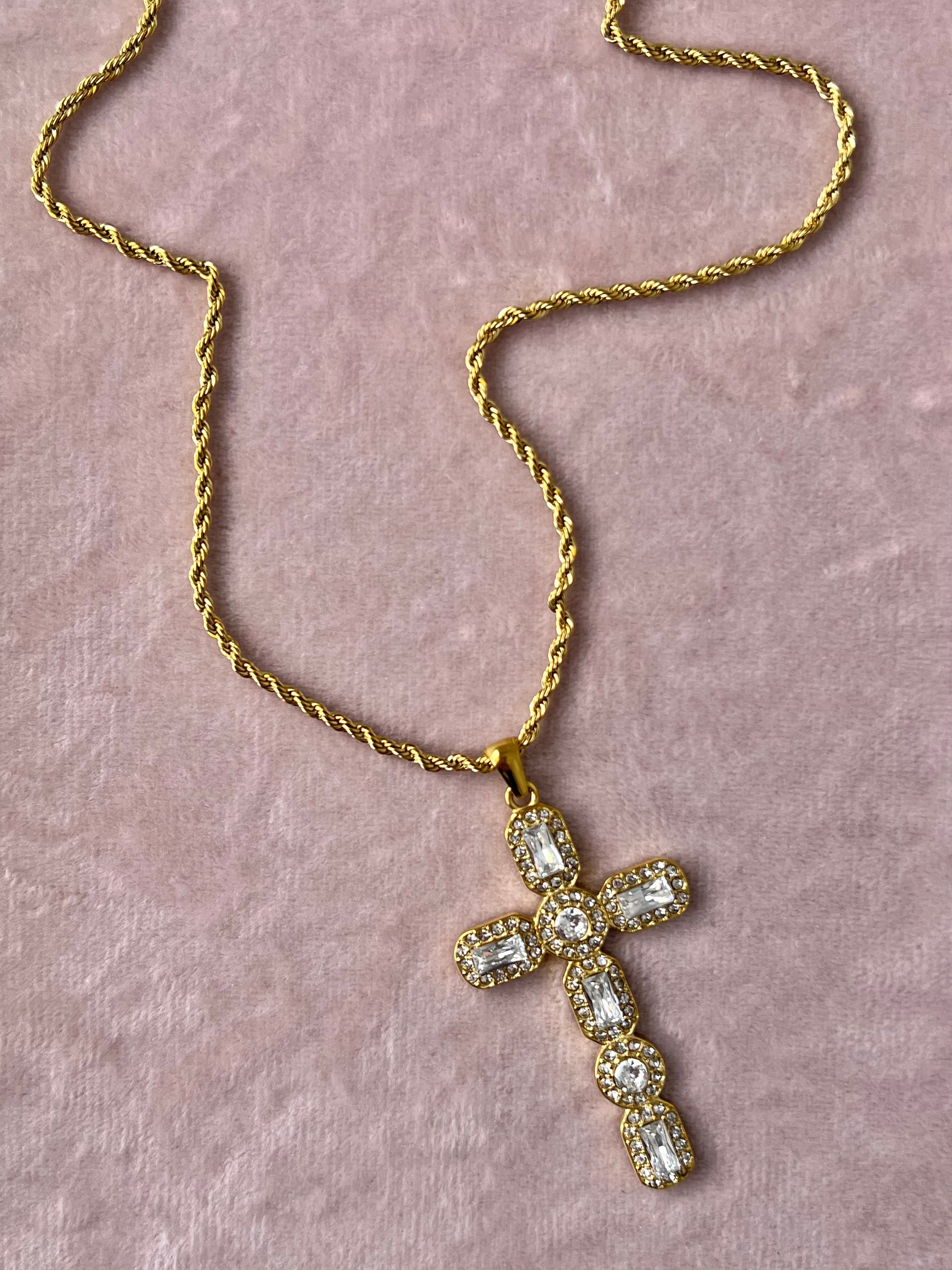 The Amara Cross Necklace – Water & Tarnish Resistant