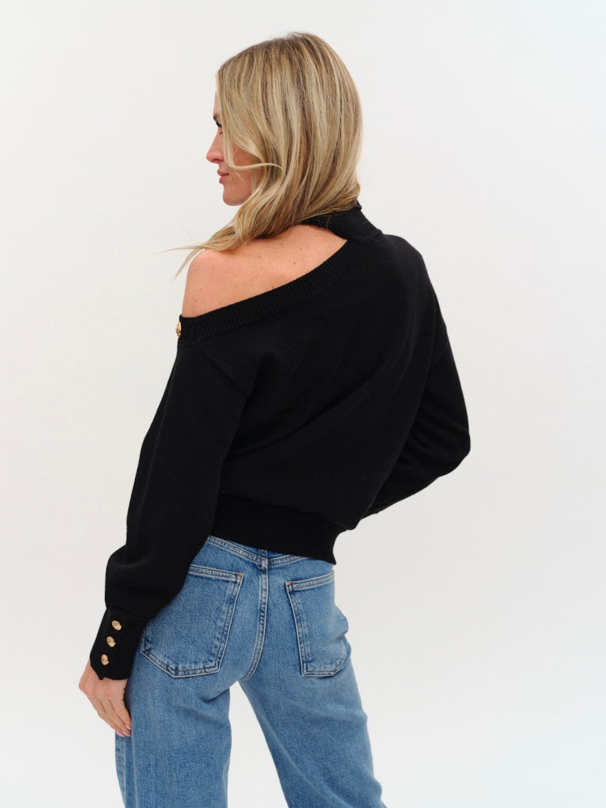 Tiffany Slit Shoulder Turtleneck