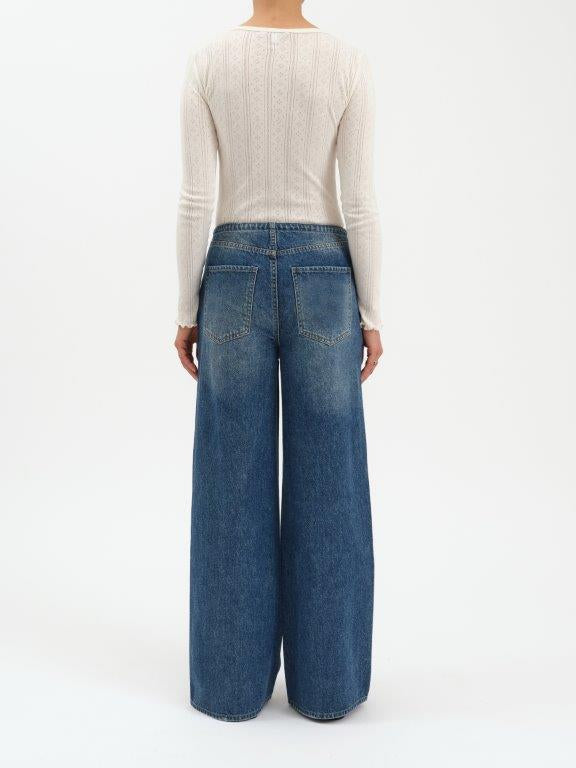 Daze Vintage Blue Madison Mid Rise Wide Leg