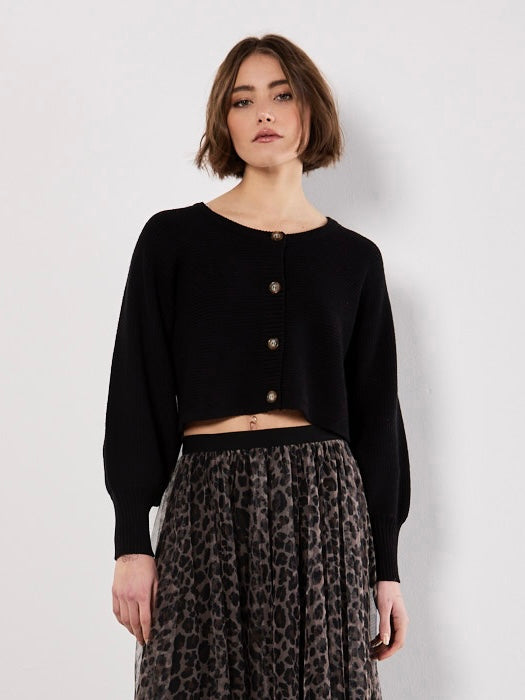 Apricot Ribbed Cropped Cardigan
