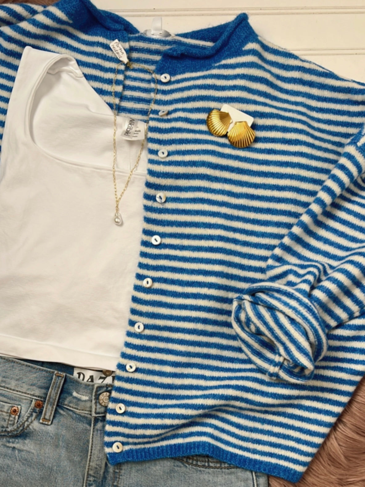 The Blue Mini Stripe  It Girl Sweater