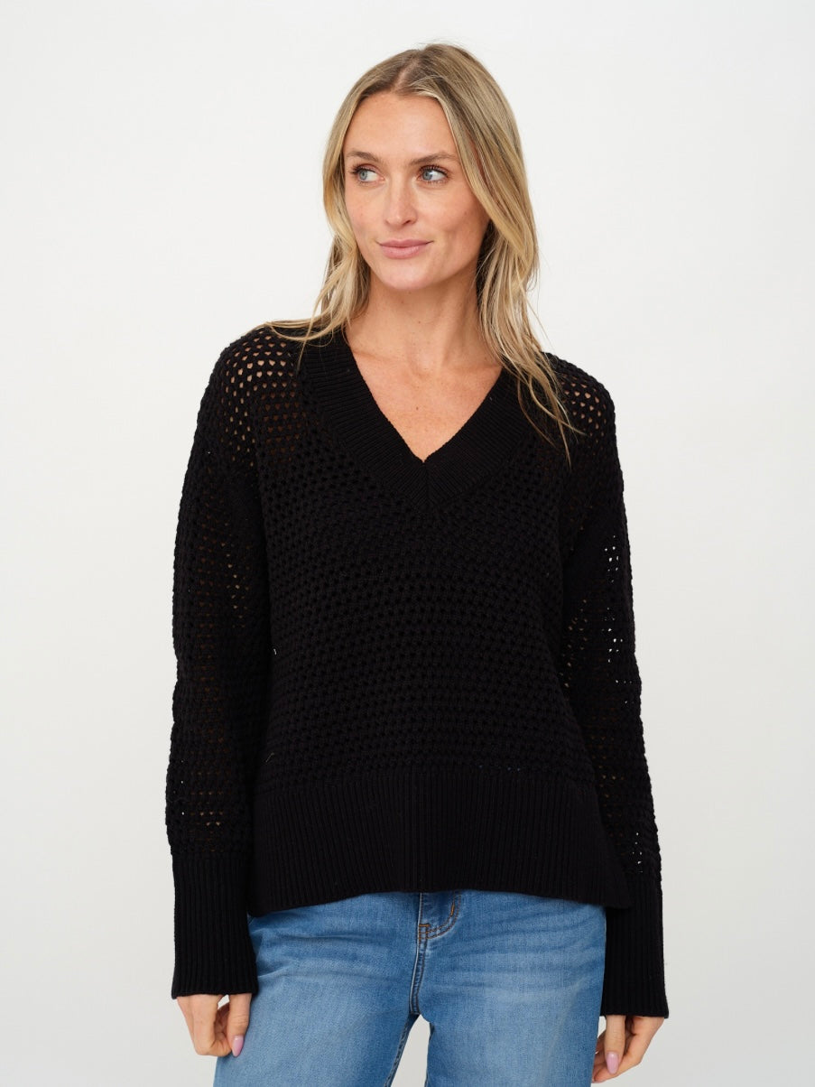 Cameron Crochet V-Neck Sweater