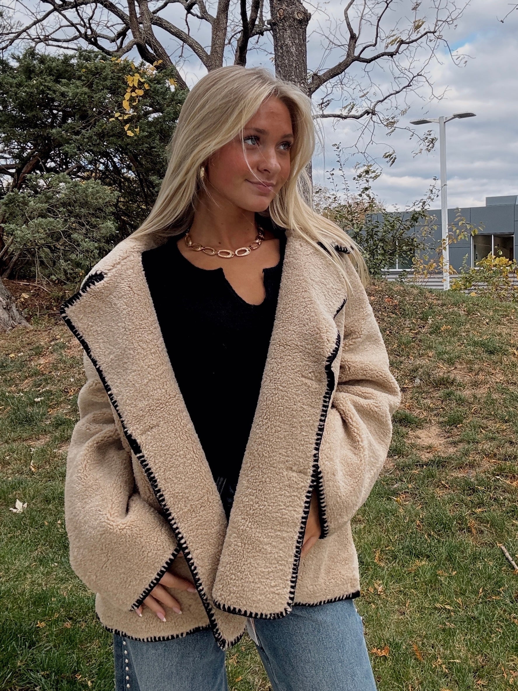 Teddy Blanket Stitch Edge Jacket