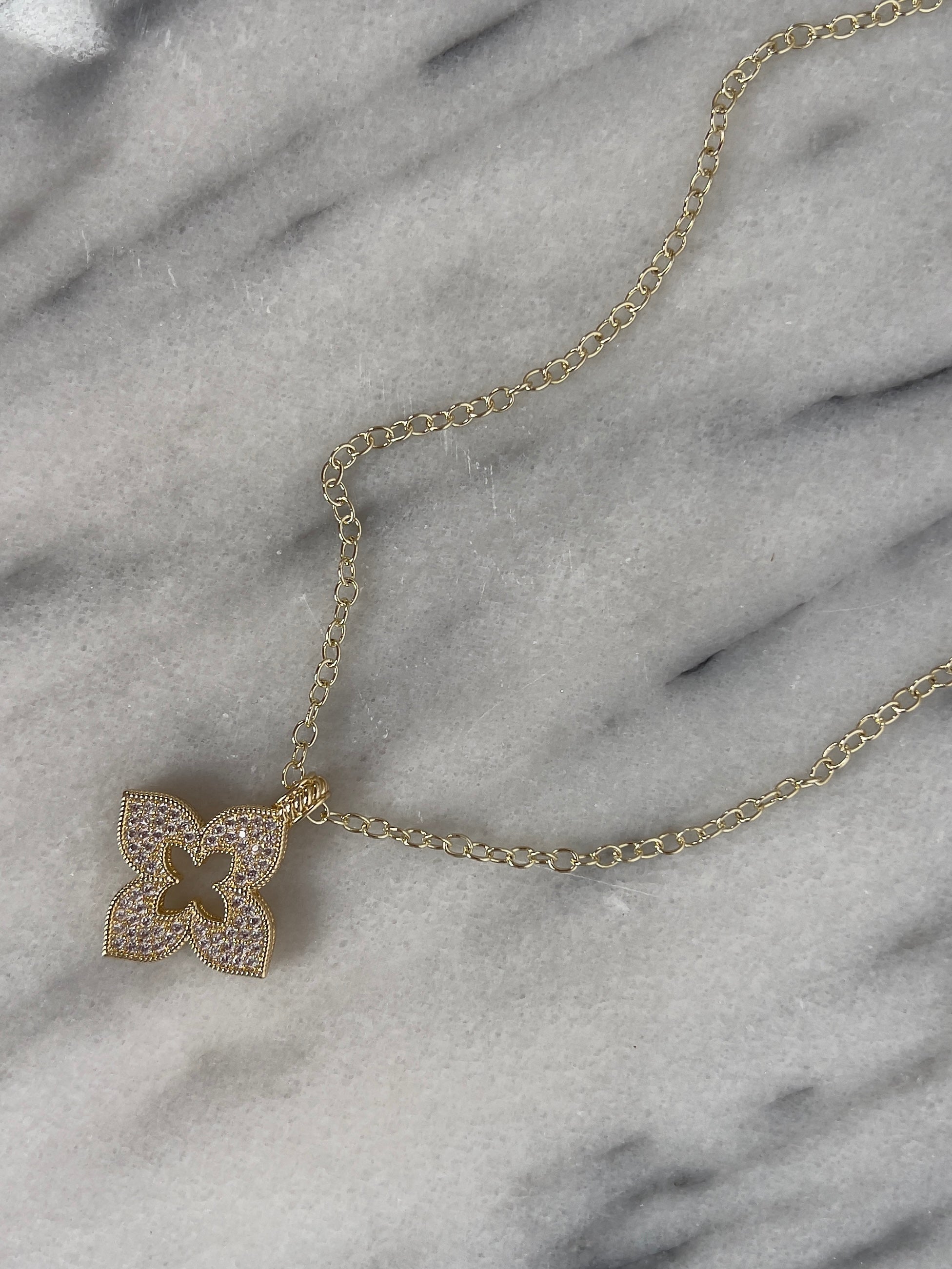 Mercedes Crystal Clover Necklace