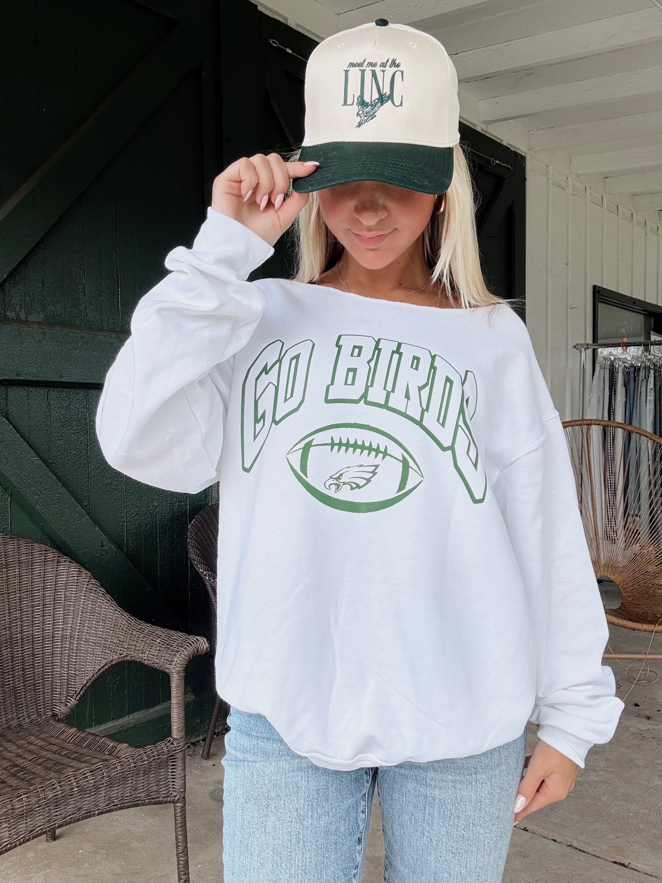 Eagles Go Birds Off the Shoulder Sweatshirt
