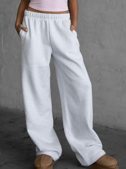 So Comfy Cloud Fleece Wide-Leg Sweatpants —Ash