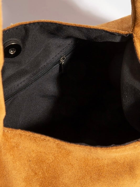 Studded Light Brown Soft Hobo Shoulder Bag