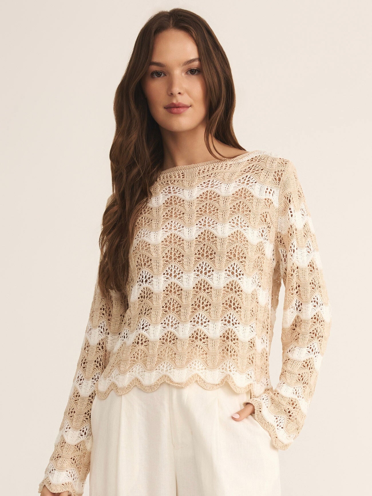 Azura Stripe Crochet Sweater