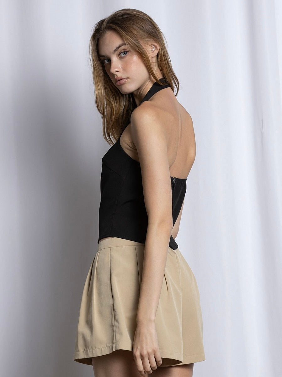 Ladies Woven Buckle Top