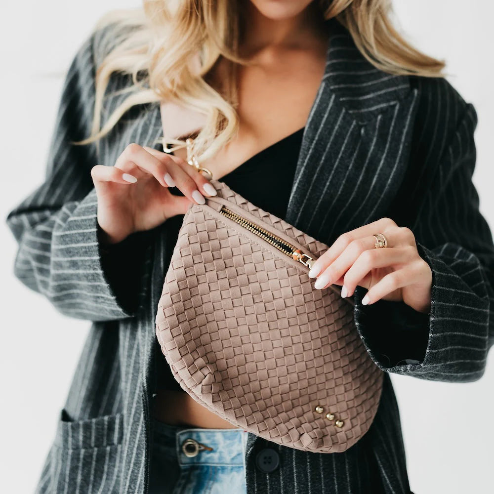 Westyln Woven Suede Taupe Bum Bag